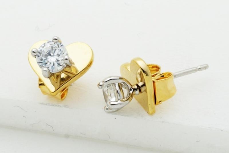 [Ozel] Luxurious Glossy Brass Cubic Earrings