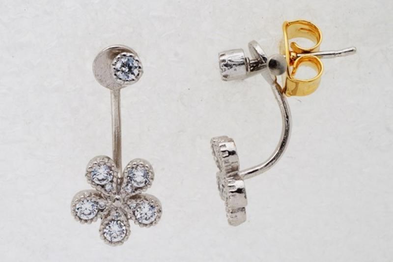 [Ozel] Subtle Charm Glossy Brass Cubic Earrings