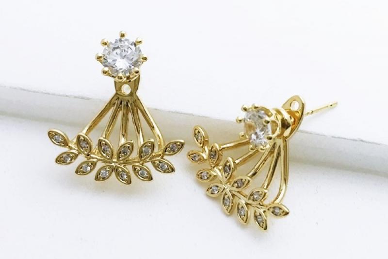[Ozel] Sophisticated Glossy Brass Cubic Earrings
