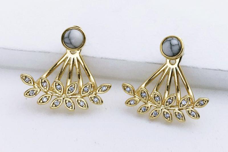 [Ozel] Girlfriend Gift Glossy Brass Cubic Earrings