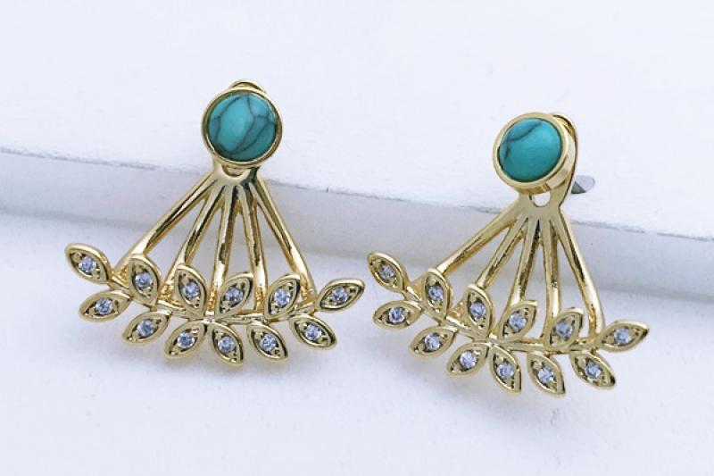 [Ozel] Romantic Mood Glossy Brass Cubic Earrings