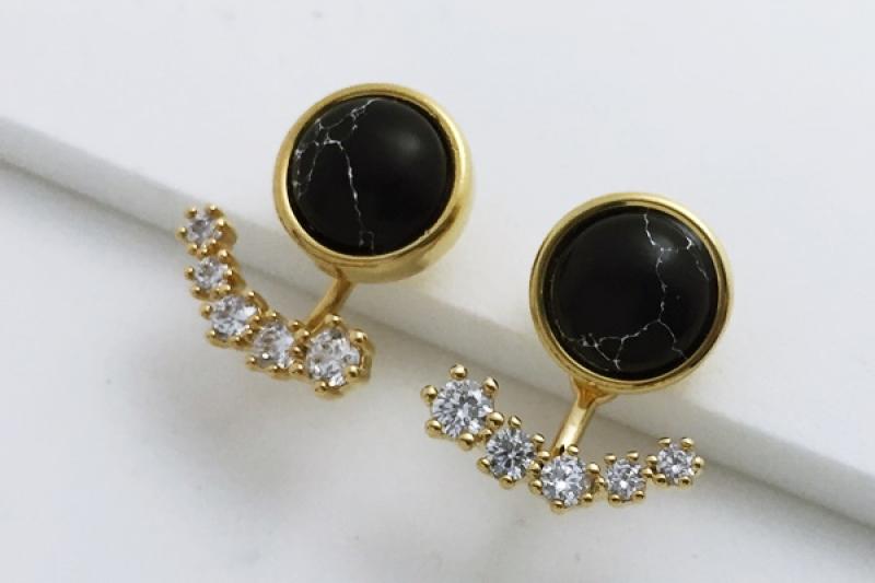 [Ozel] Simple Minimal Glossy Brass Cubic Earrings