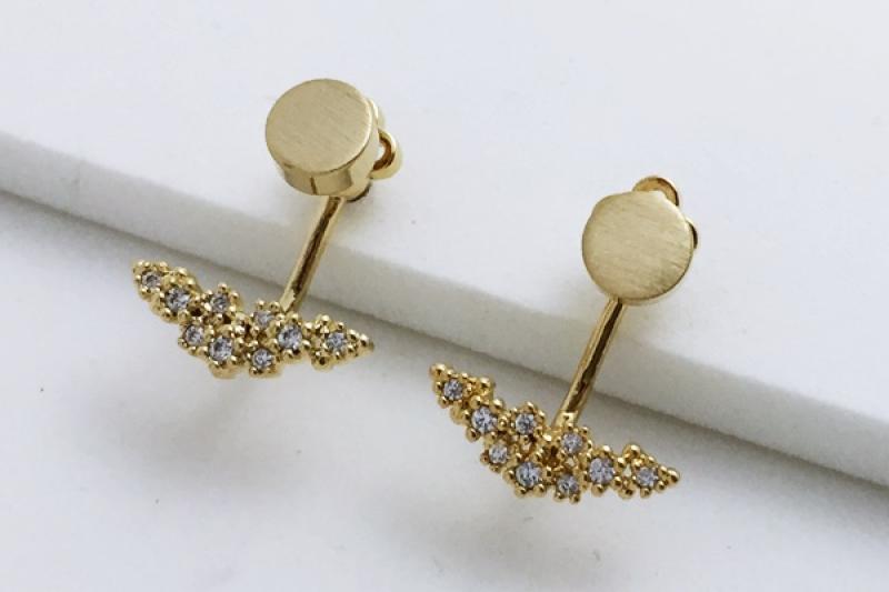 [Ozel] Modern Classic Glossy Brass Cubic Earrings