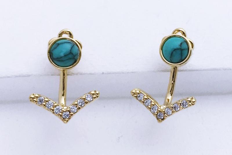 [Ozel] Unique Mood Glossy Brass Cubic Earrings