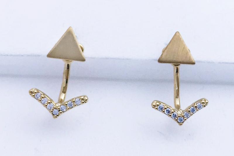 [Ozel] Statement Look Glossy Brass Cubic Earrings