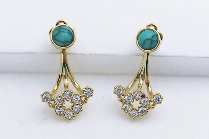 [Ozel] Luxurious Glossy Brass Cubic Earrings
