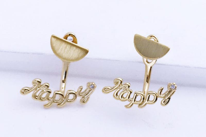 [Ozel] Simple Minimal Glossy Brass Cubic Earrings