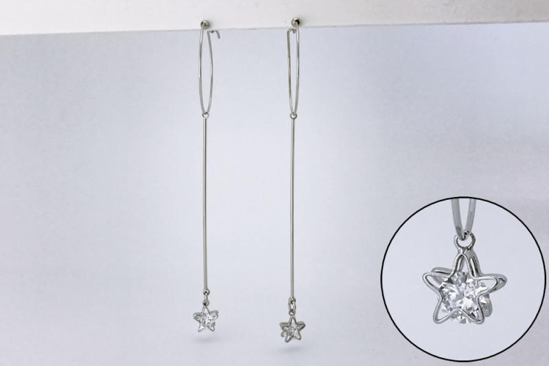 [오젤] 하객룩 유광 신주 큐빅 귀걸이