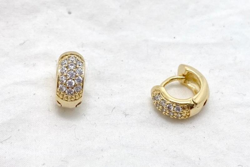 [Ozel] Shiny BRASS Cubic Zirconia Earring