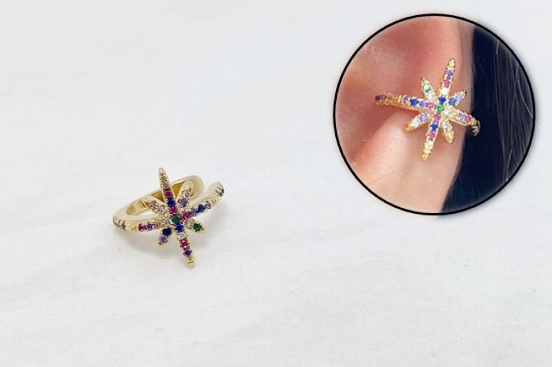 [Ozel] Shiny BRASS Cubic Zirconia Ear Cuff