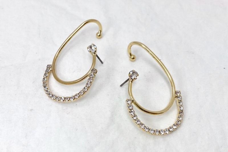 [Ozel] Shiny BRASS Cubic Zirconia Earring