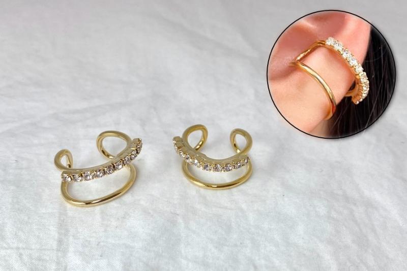 [Ozel] Shiny BRASS Cubic Zirconia Earring