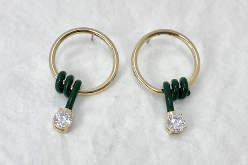 [Ozel] Shiny BRASS Cubic Zirconia Earring