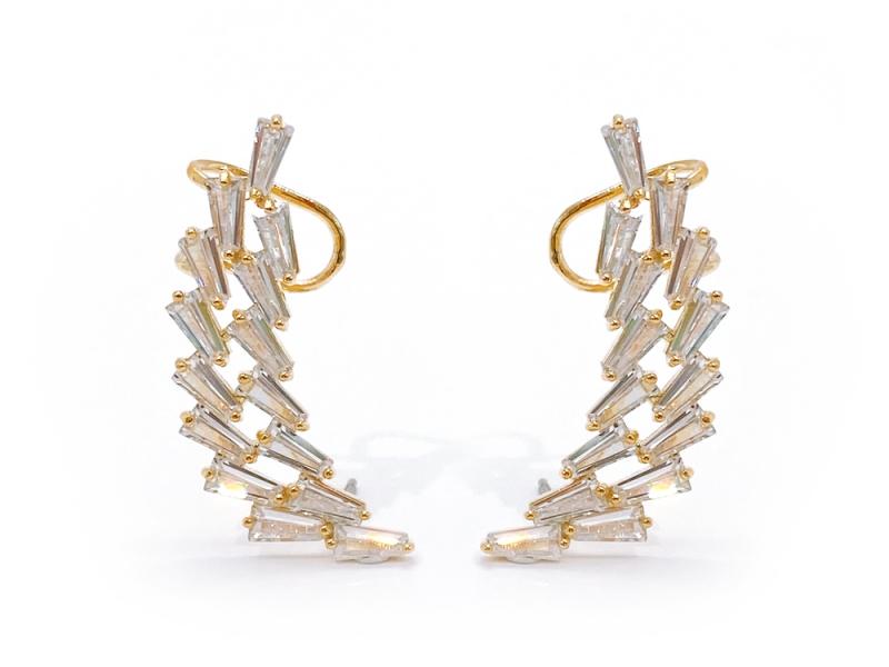 [Ozel] Shiny BRASS Cubic Zirconia Earring