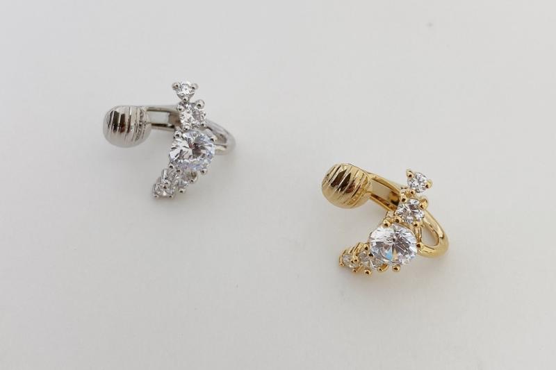 [Ozel] Shiny BRASS Cubic Zirconia Ear Cuff