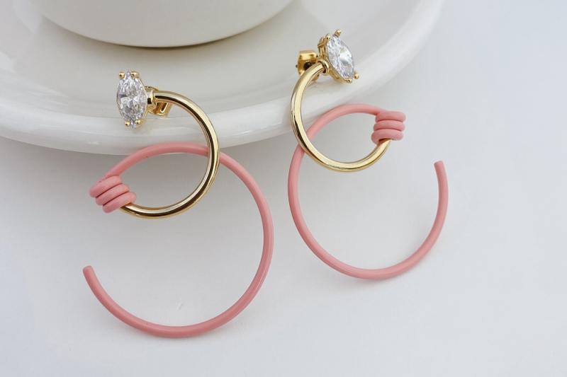 [Ozel] Shiny BRASS Cubic Zirconia Earring
