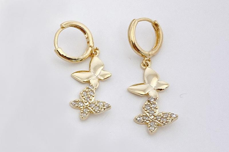 [Ozel] Shiny BRASS Cubic Zirconia Earring