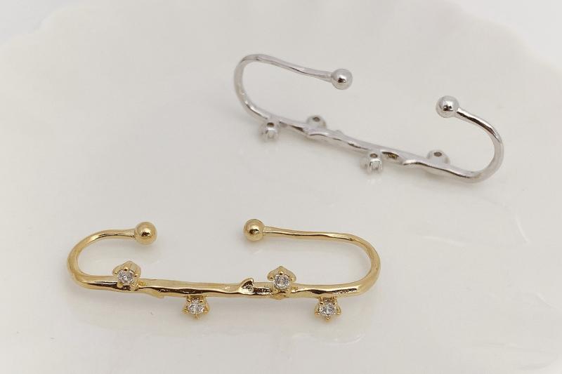 [Ozel] Shiny BRASS Cubic Zirconia Ear Cuff