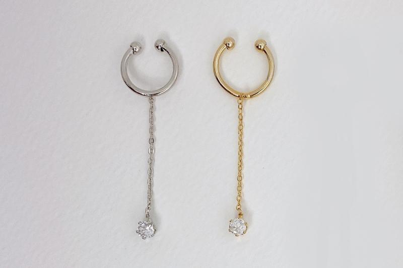[Ozel] Shiny BRASS Cubic Zirconia Ear Cuff