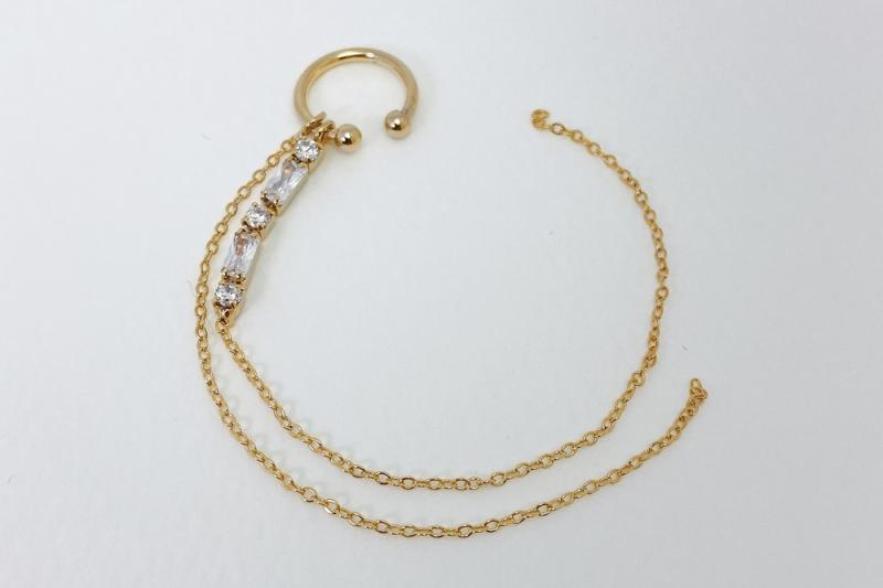 [Ozel] Shiny BRASS Cubic Zirconia Ear Cuff
