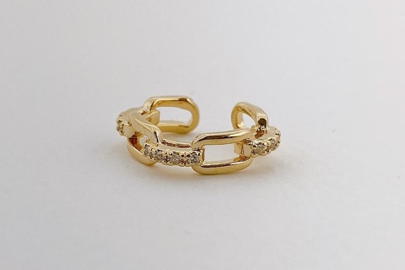 [Ozel] Shiny BRASS Cubic Zirconia Ear Cuff