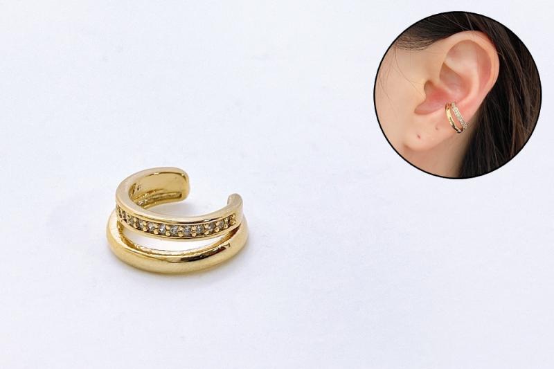 [Ozel] Shiny BRASS Cubic Zirconia Ear Cuff