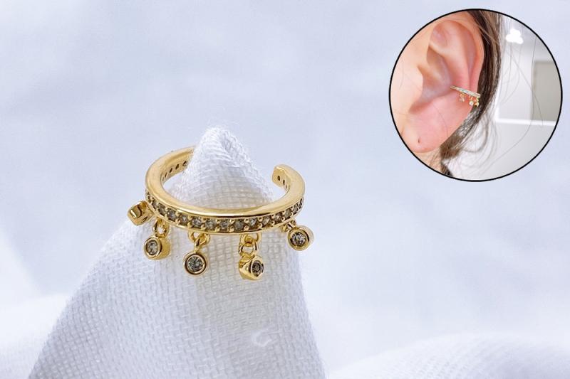 [Ozel] Shiny BRASS Cubic Zirconia Ear Cuff