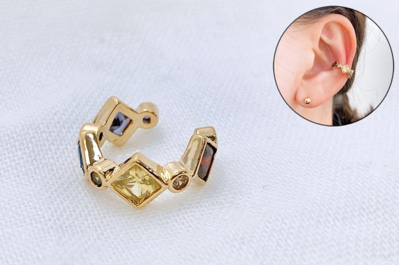 [Ozel] Shiny BRASS Cubic Zirconia Ear Cuff