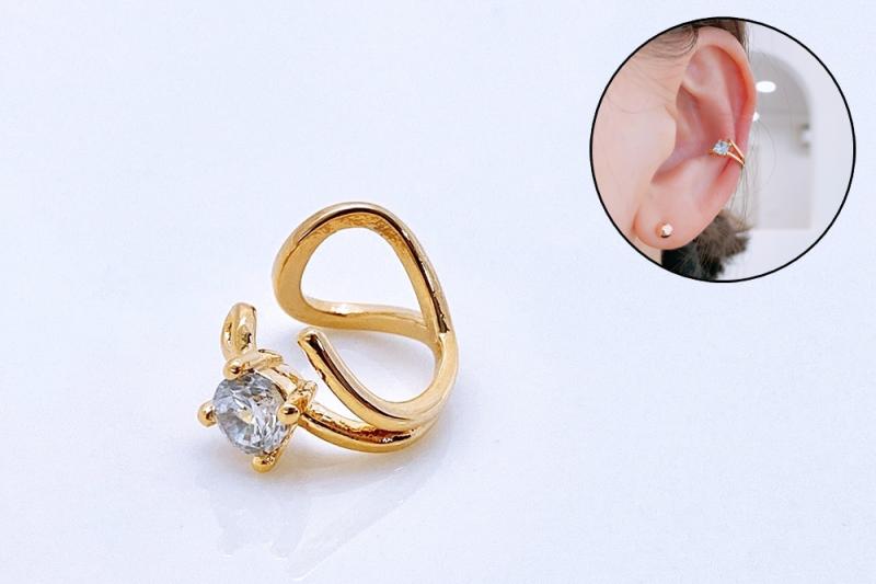 [Ozel] Shiny BRASS Cubic Zirconia Ear Cuff