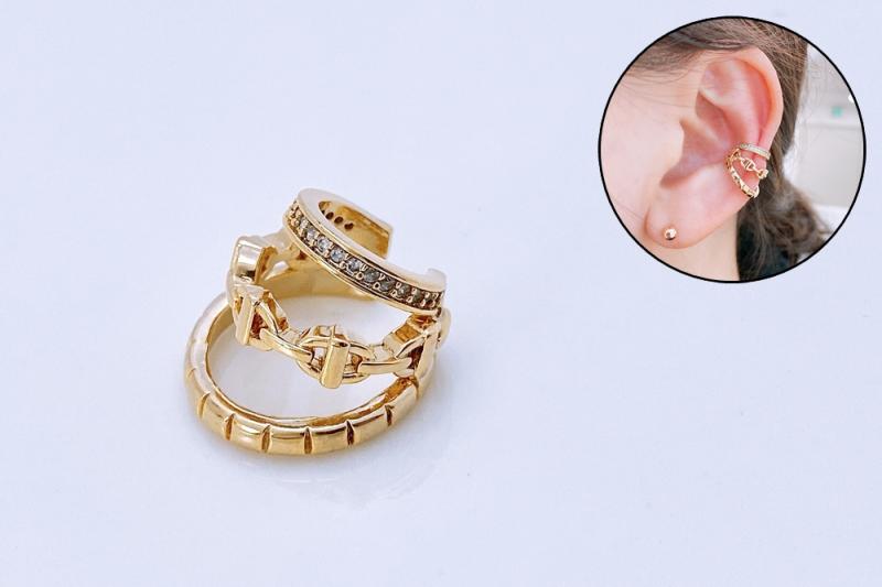 [Ozel] Shiny BRASS Cubic Zirconia Ear Cuff
