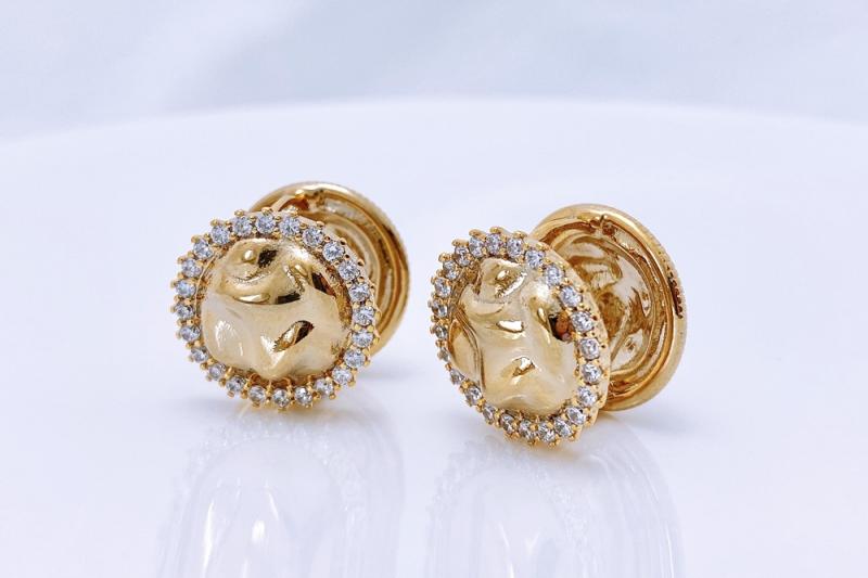 [Ozel] Shiny BRASS Cubic Zirconia Earring