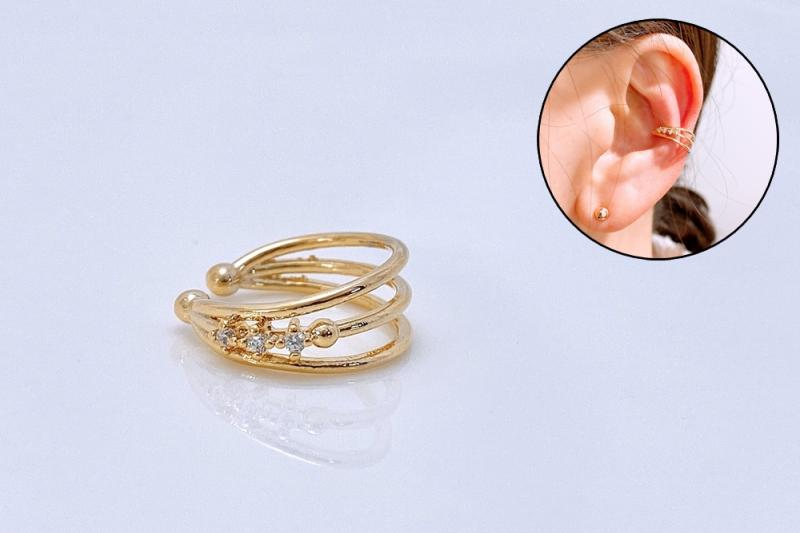 [Ozel] Shiny BRASS Cubic Zirconia Ear Cuff