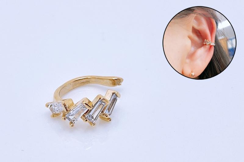 [Ozel] Shiny BRASS Cubic Zirconia Ear Cuff