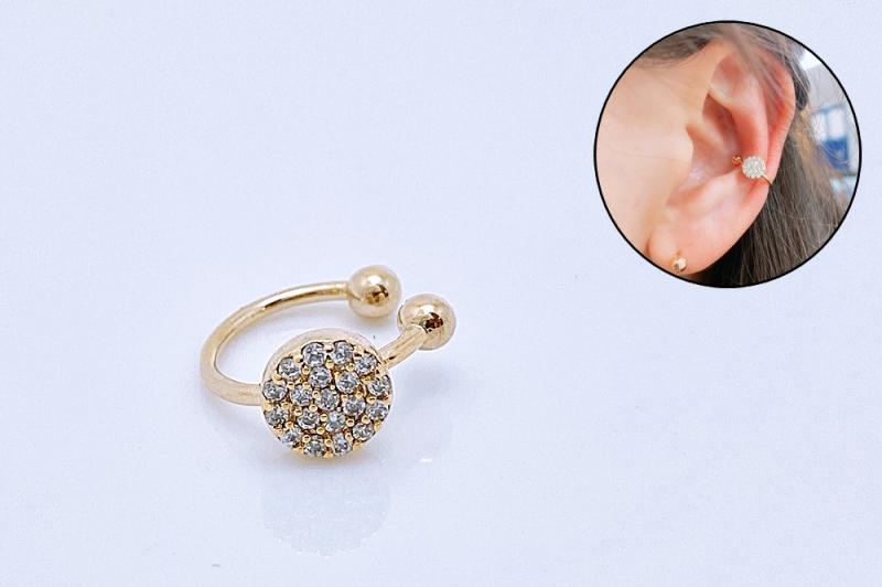 [Ozel] Shiny BRASS Cubic Zirconia Ear Cuff