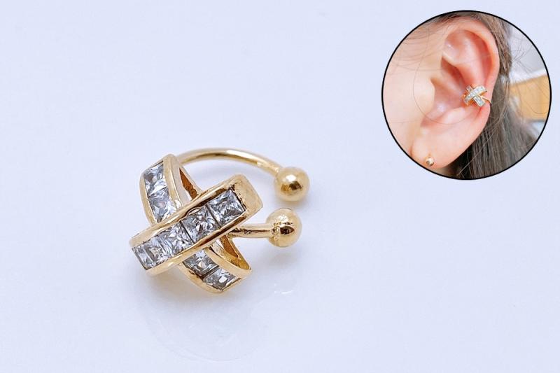 [Ozel] Shiny BRASS Cubic Zirconia Ear Cuff