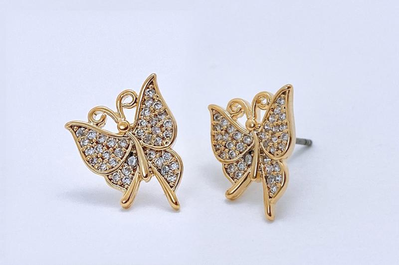 [Ozel] Shiny BRASS Cubic Zirconia Earring