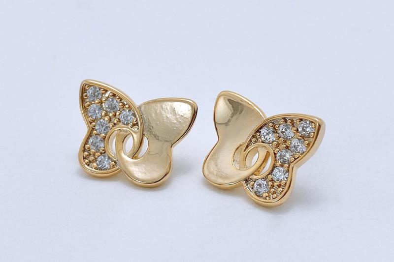 [Ozel] Shiny BRASS Cubic Zirconia Earring