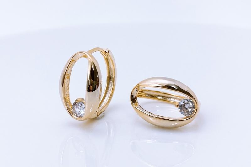 [Ozel] Shiny BRASS Cubic Zirconia Earring