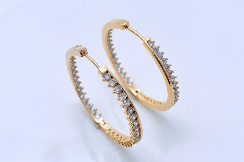 [Ozel] Modern Classic Glossy Brass Cubic Earrings