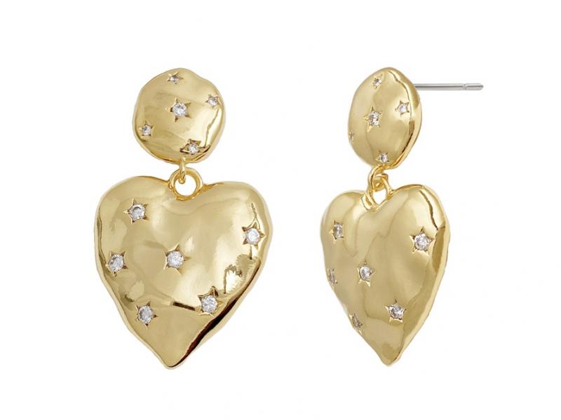 [Ozel] Unique Mood Glossy Brass Cubic Earrings