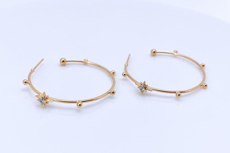 [Ozel] Shiny BRASS Cubic Zirconia Earring