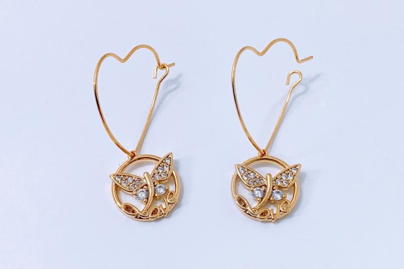 [Ozel] Shiny BRASS Cubic Zirconia Earring