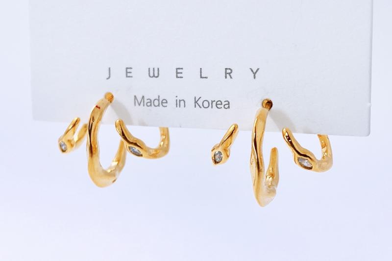 [Ozel] Shiny BRASS Cubic Zirconia Earring