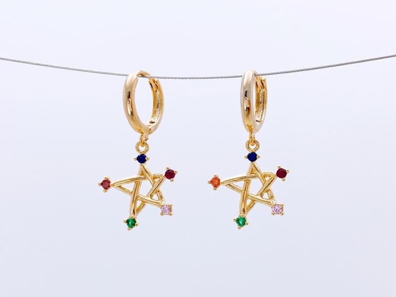 [Ozel] Shiny BRASS Cubic Zirconia Earring