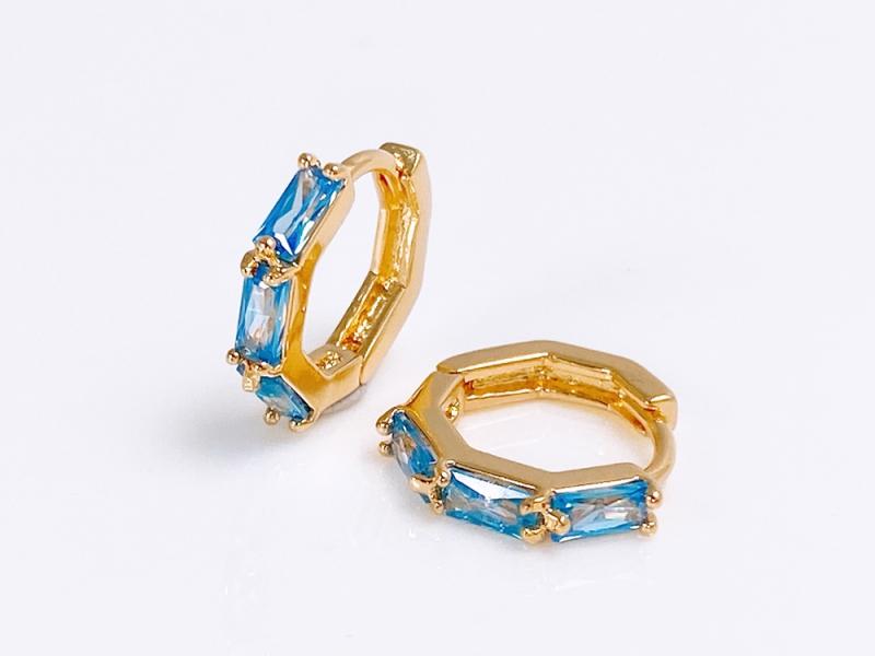 [Ozel] Shiny BRASS Cubic Zirconia Earring