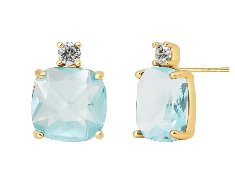 [Ozel] Shiny BRASS Cubic Zirconia/Glass Earring