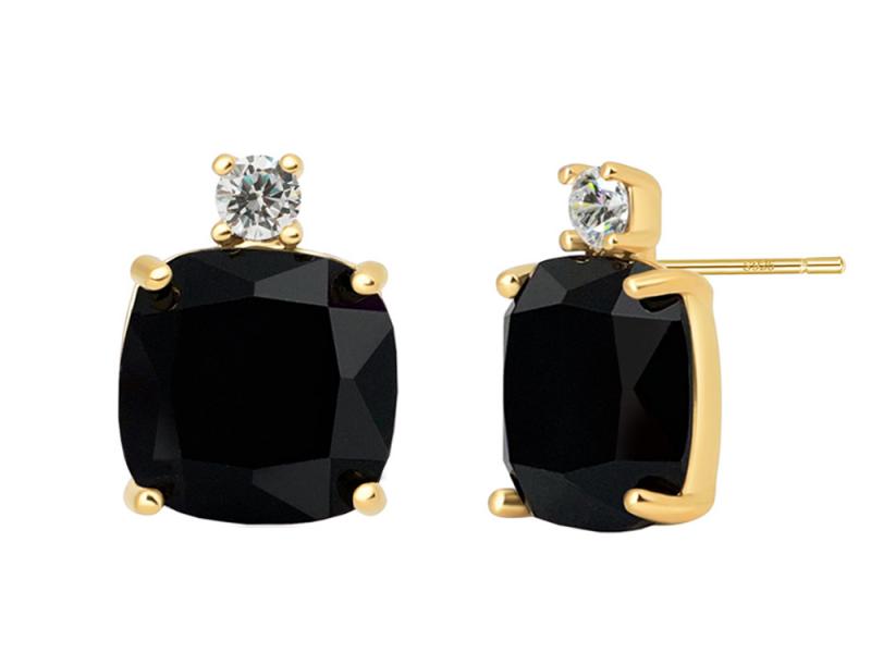 [Ozel] Shiny BRASS Cubic Zirconia/Glass Earring