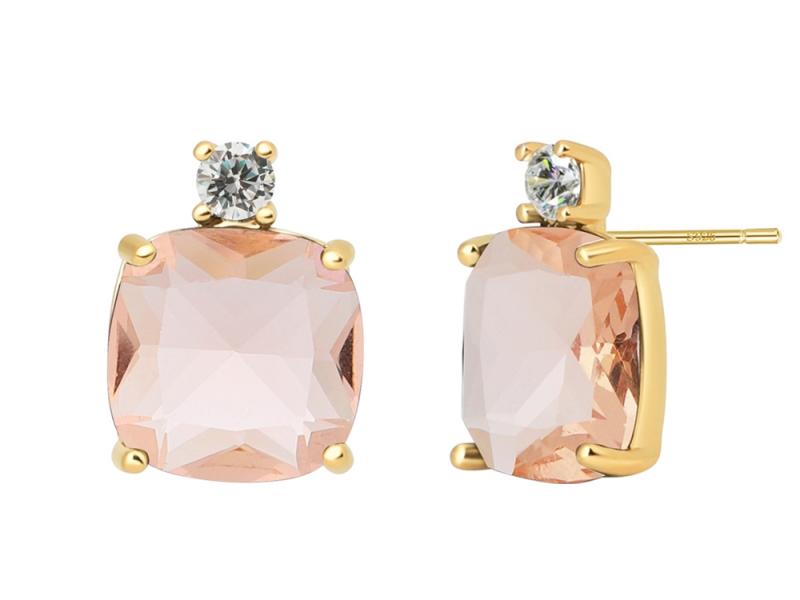 [Ozel] Shiny BRASS Cubic Zirconia/Glass Earring