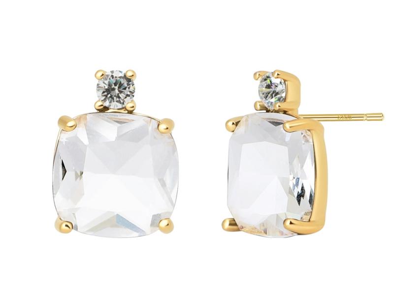 [Ozel] Shiny BRASS Cubic Zirconia/Glass Earring