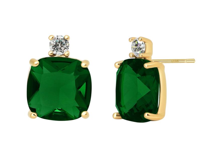 [Ozel] Shiny BRASS Cubic Zirconia/Glass Earring